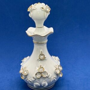 Lefton Vintage 90542 Perfume Bottle Applied Flowers
